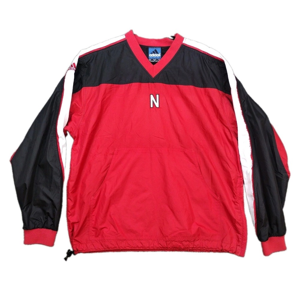 Vintage 90s men's Nebraska huskers Adidas Red long sleeve Size M Zip Side Y2K